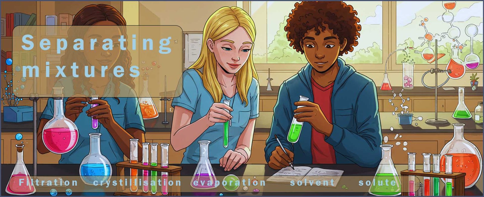 students working on a filtering experiment in the lab